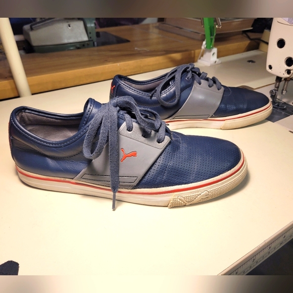 Men's lace up El Rey Puma  sneakers Blue and Grey size 10 - Picture 2 of 6